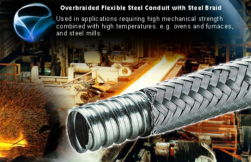 Over braided Flexible Steel Conduit For High Temperature Wiring